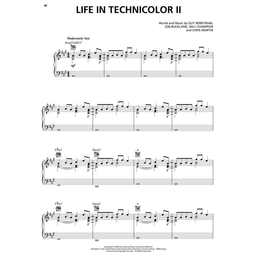 Hal Leonard Coldplay Sheet Music Collection 4