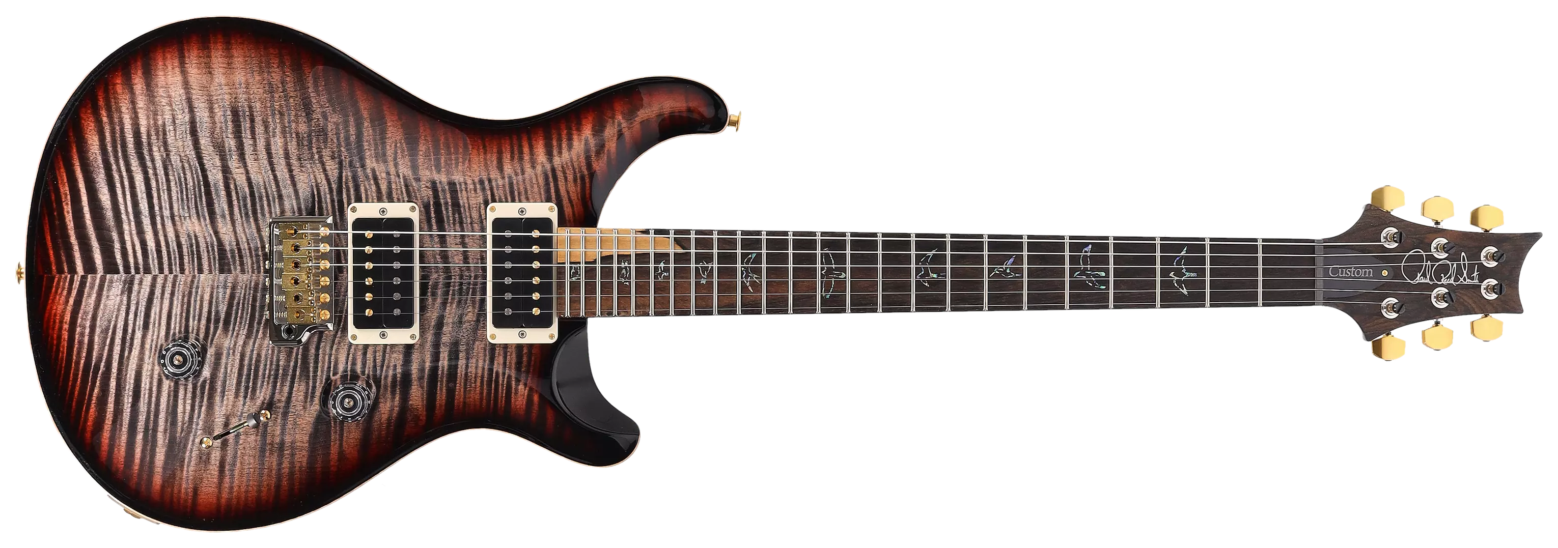 PRS Custom 24 Wood Library 10 Top Charcoal Tri-Color Burst session Select #0377189 1