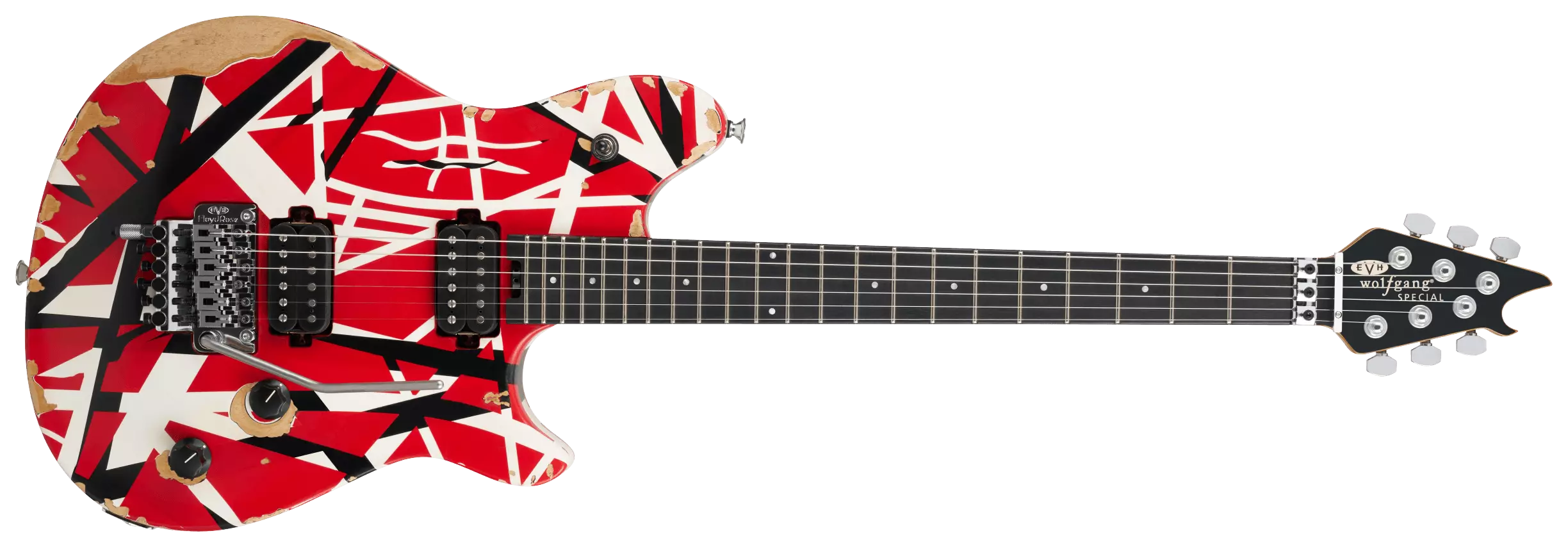 EVH LTD Wolfgang Special Striped Series EB Red Black and White Aged 1