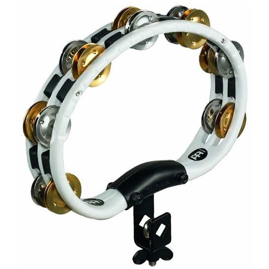 Meinl Percussion - Meinl Percussion TMT2M-WH - Recording-Combo Mountable ABS Tambourine, White, Mixed Jingles