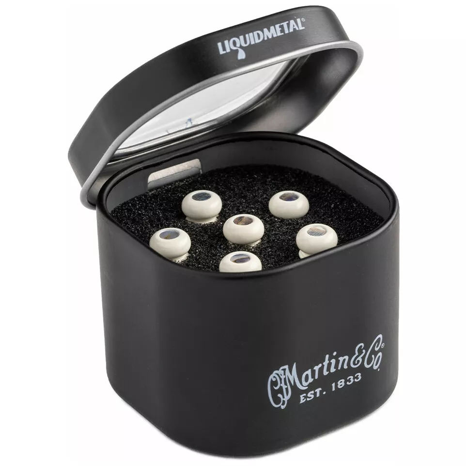 Martin Liquidmetal Bridge Pin Set Bone/Pearl Dot