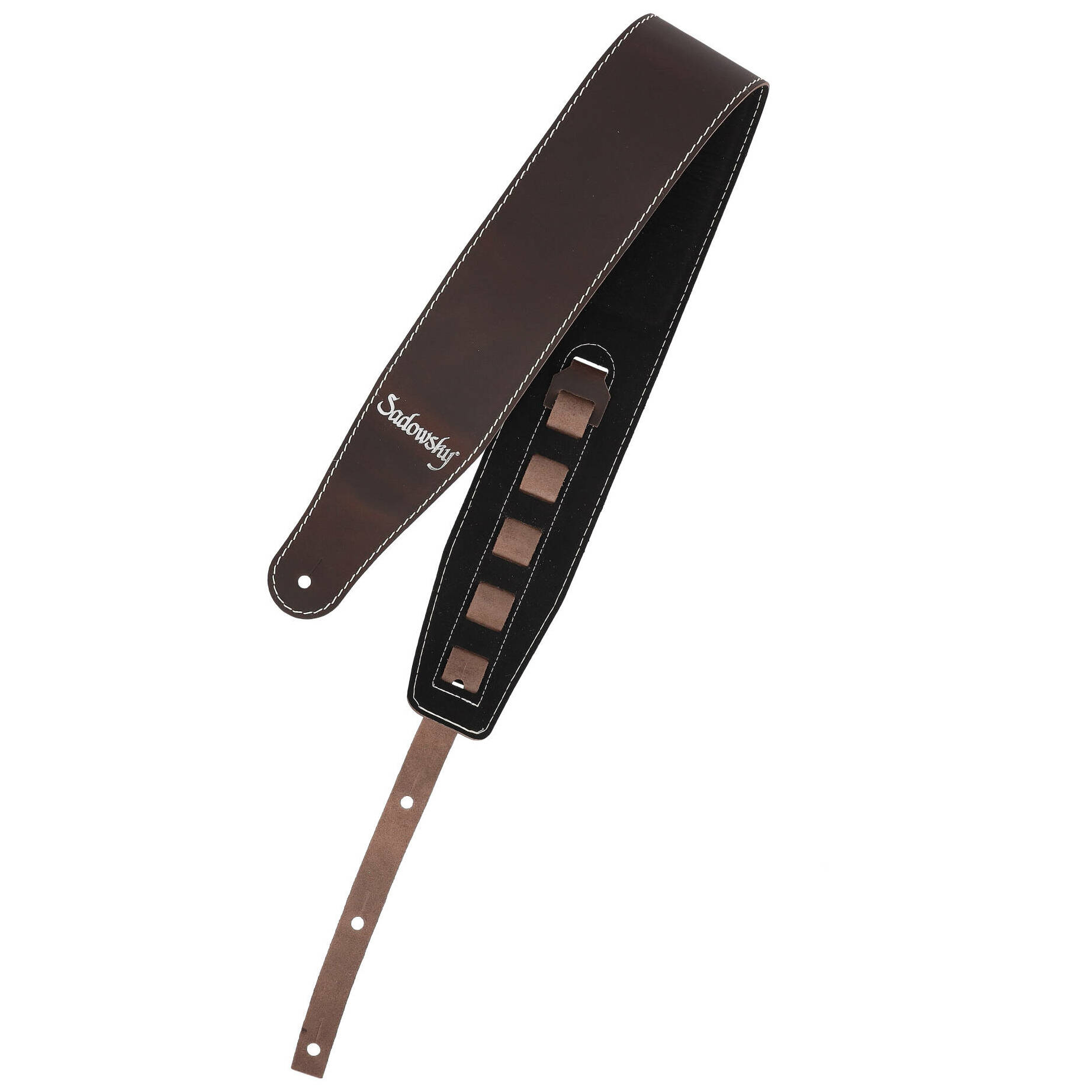 Sadowsky MetroLine Genuine Leather Bass Strap Brown, Silver