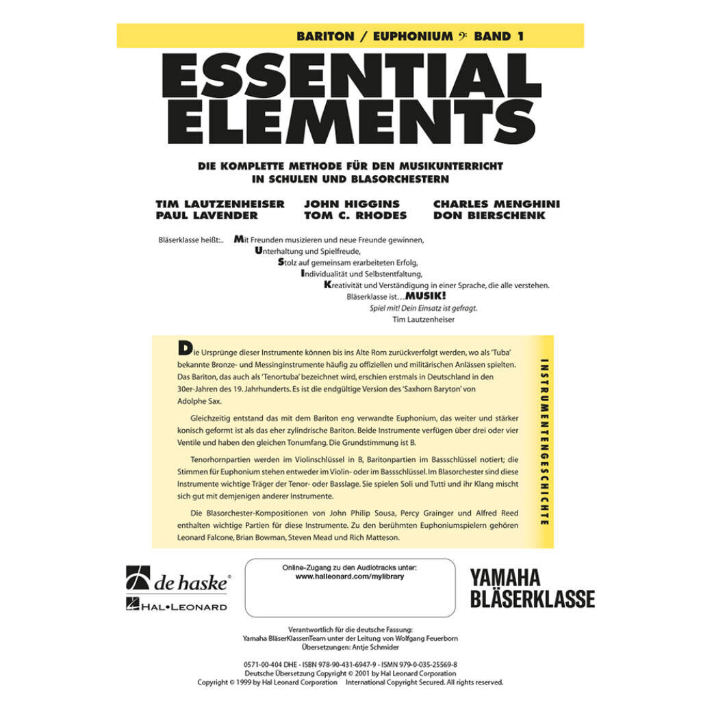 De Haske Essential Elements Band 1 - für Baritonhorn/Euphonium 1
