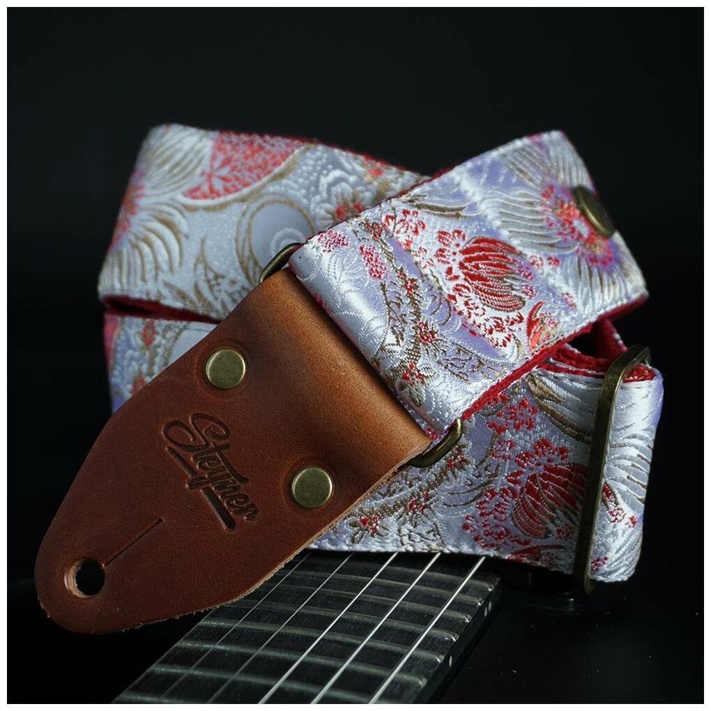 Steyner Straps Vintage Gitarrengurt weiss - Tropical Sky
