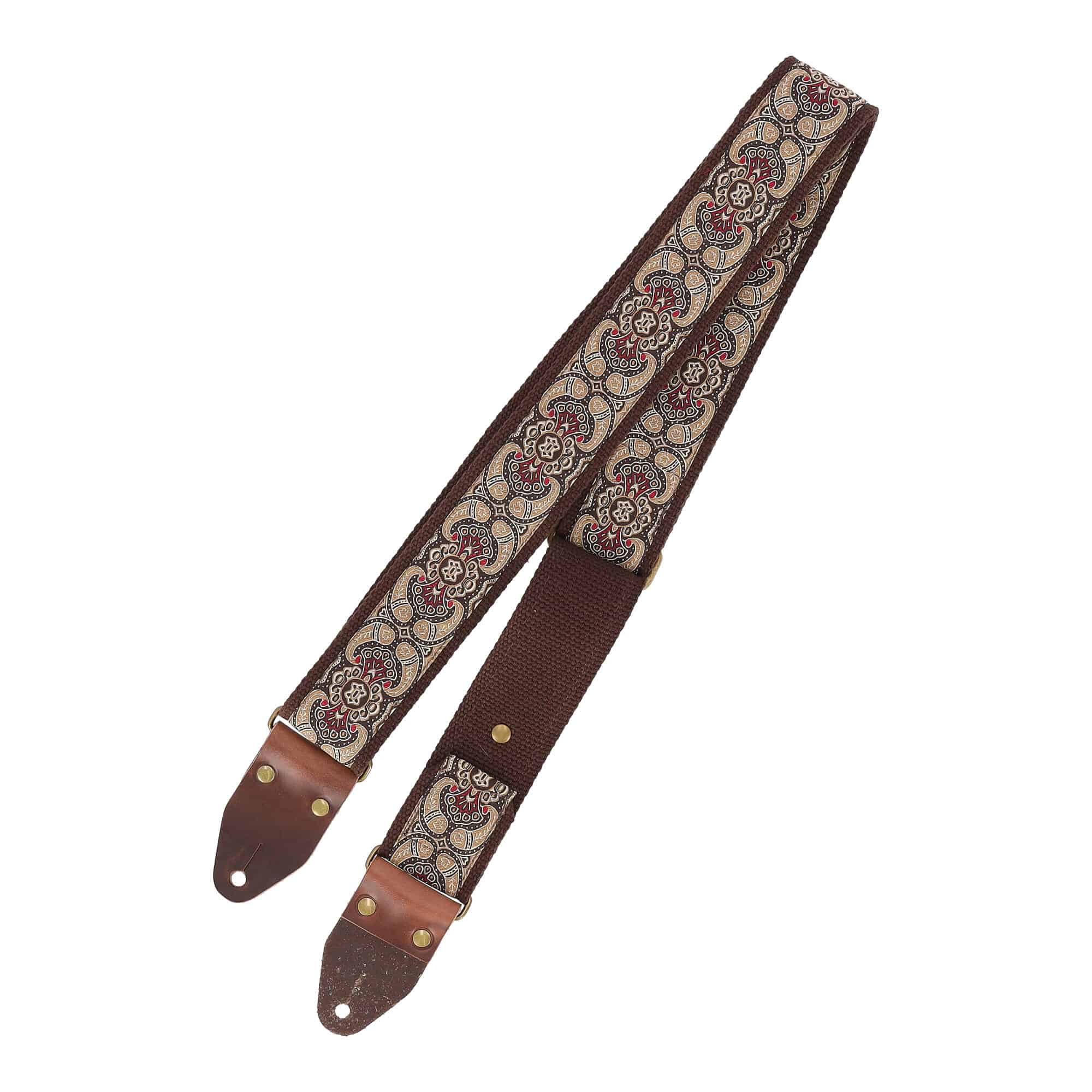 Image of Steyner straps retro gitarrengurt  wüstenlicht braun weinrot 2