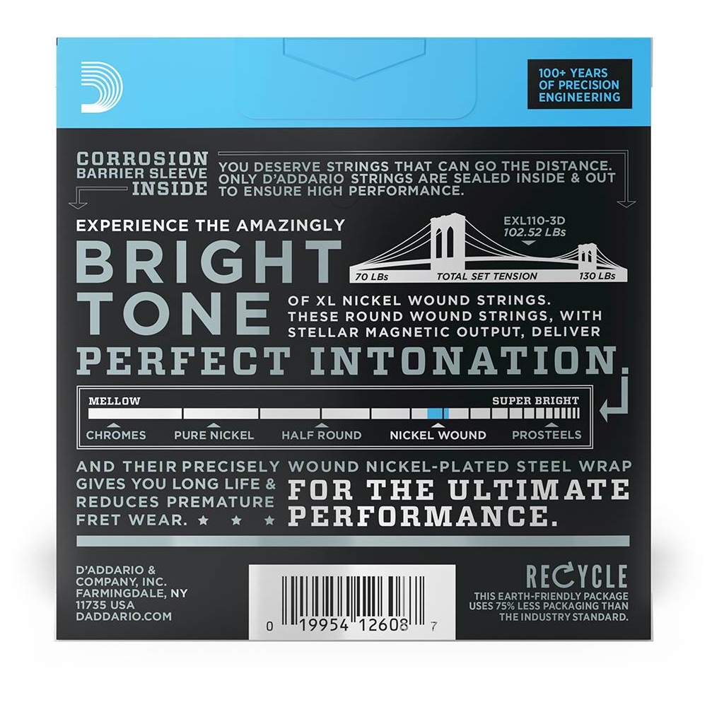 D’Addario - D’Addario EXL110-3D - XL Electric Nickel Wound 3er Pack 010-046 - 1