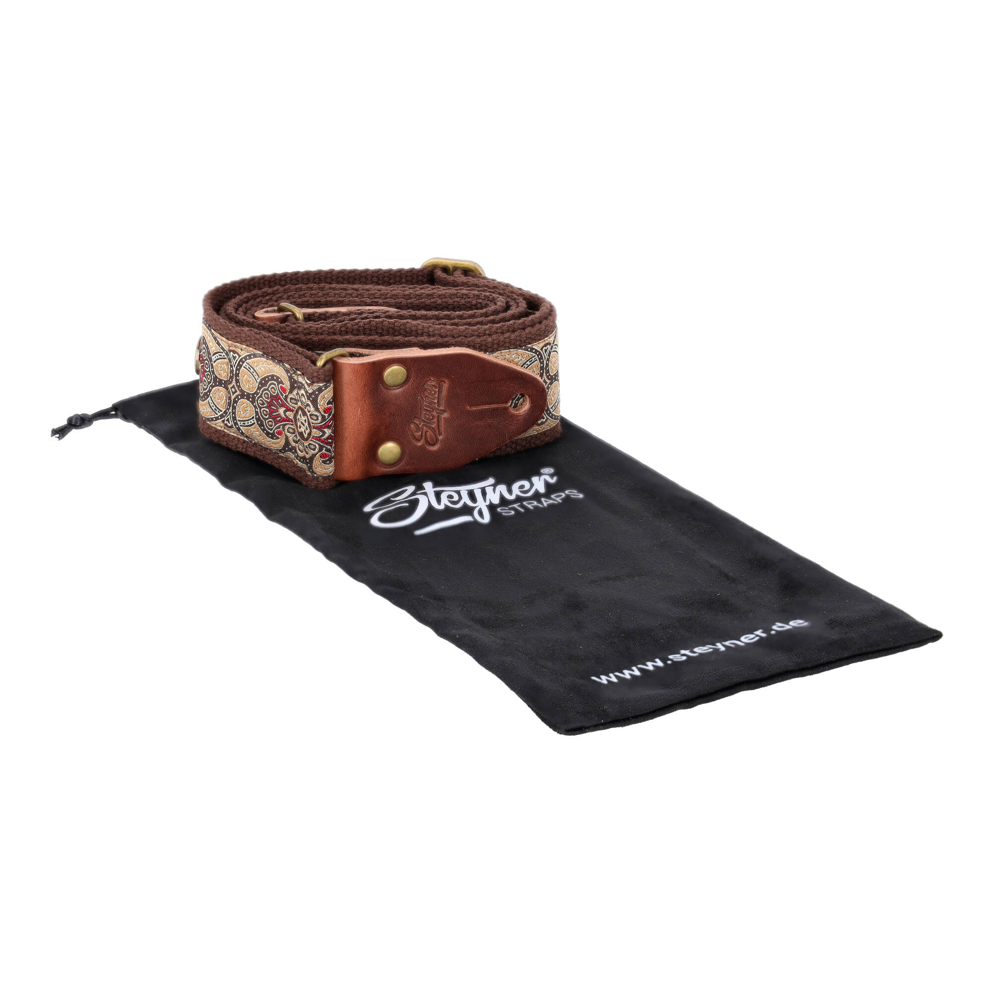 Image of Steyner straps retro gitarrengurt  wüstenlicht braun weinrot 6