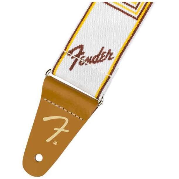 Fender - Fender Gitarrengurt Weighless 2 Monogrammed Strap White Brown Yellow - 1