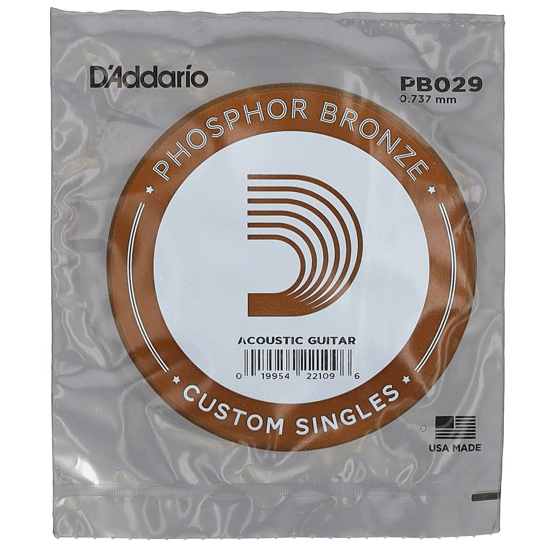 D’Addario PB029 Phosphor Bronze Wound Acoustic Guitar Single String, .029