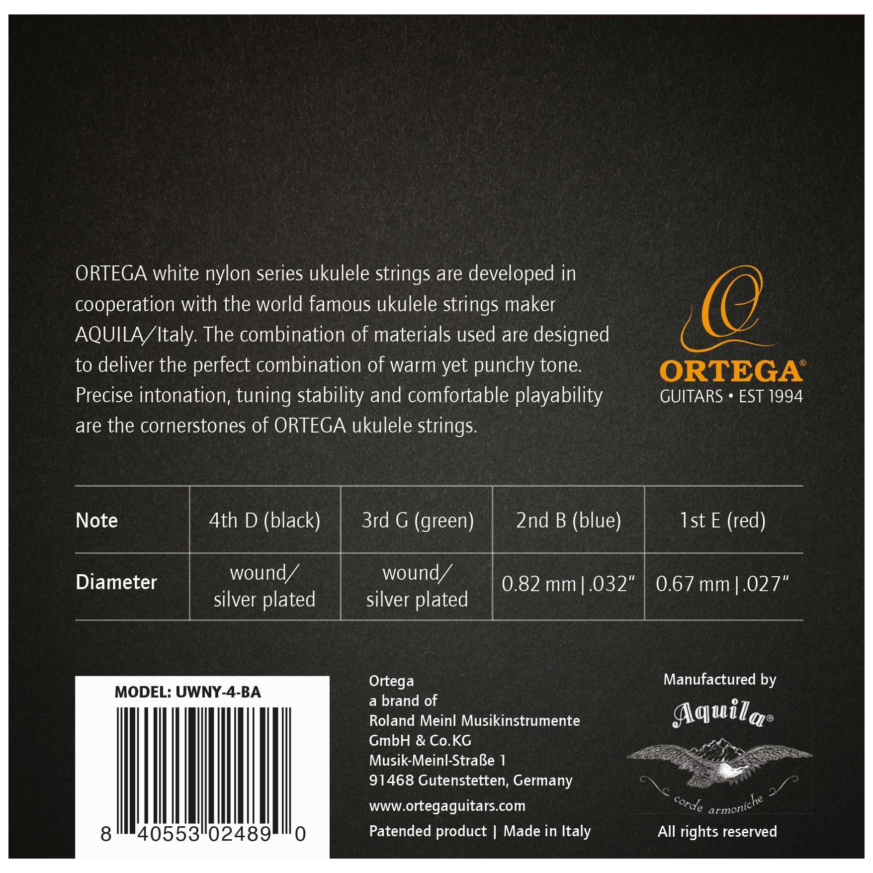 Ortega - Ortega UWNY-4-BA Saiten für Bariton-Ukulelen 032-027 - 1