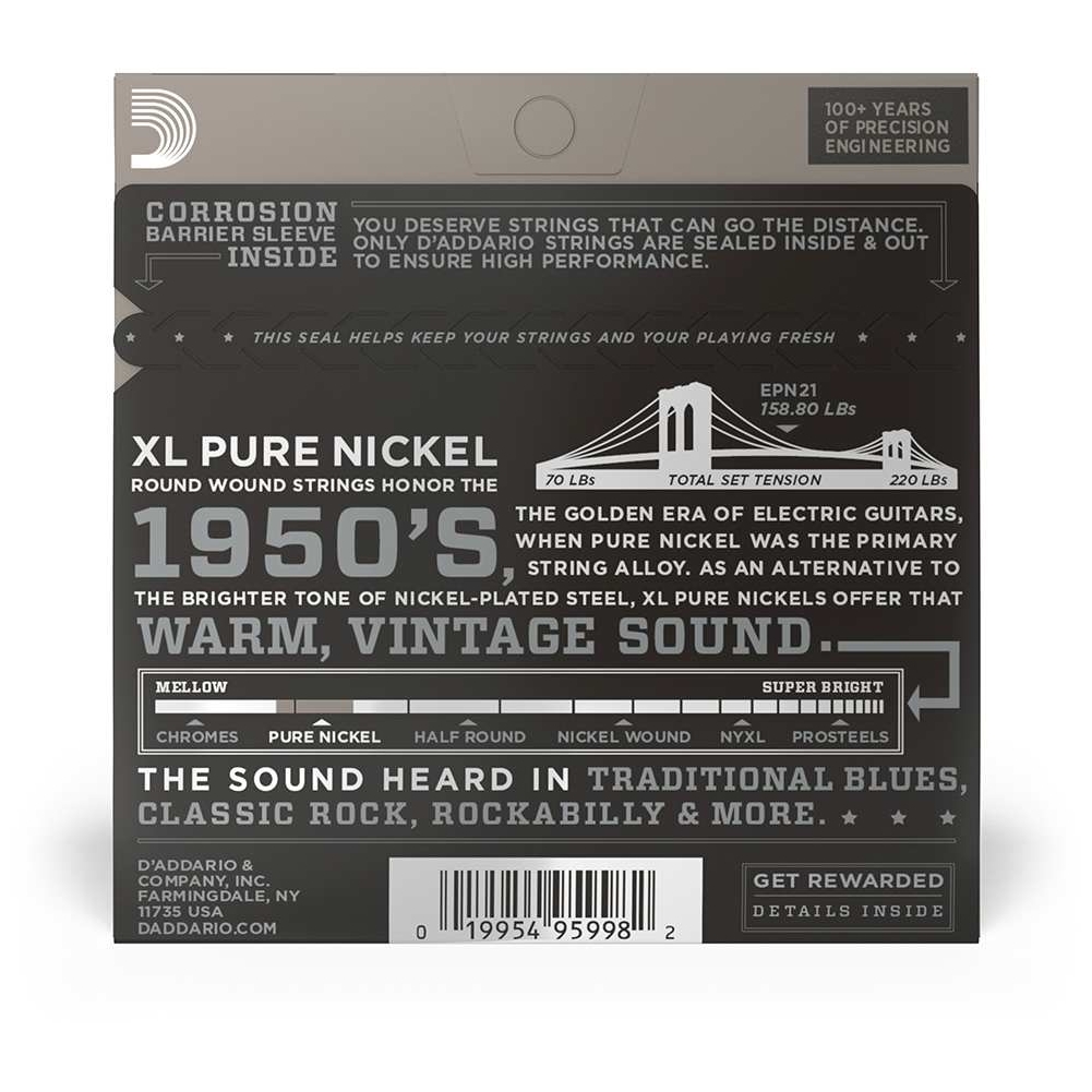 Image of D’addario epn21  xl electric pure nickel  012 052 10009020 2