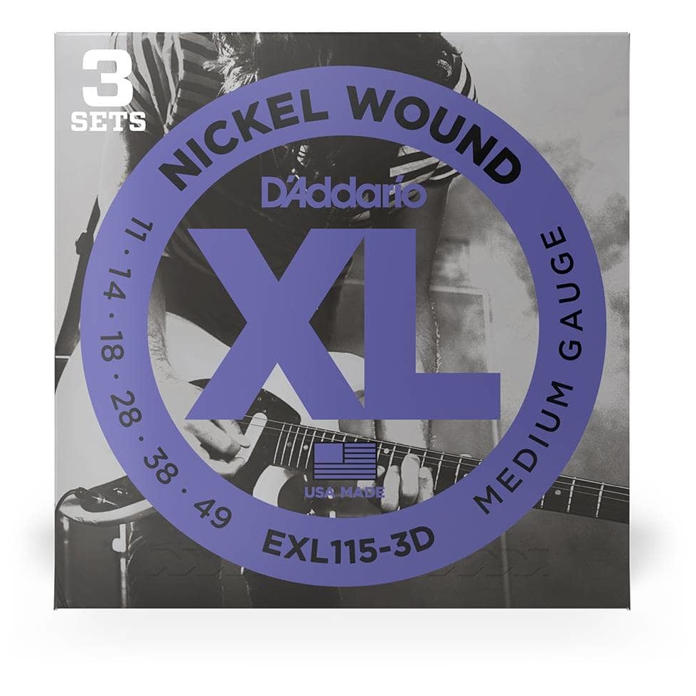 D’Addario - D’Addario EXL115-3D - XL Electric Nickel Wound 3er Pack 011-049