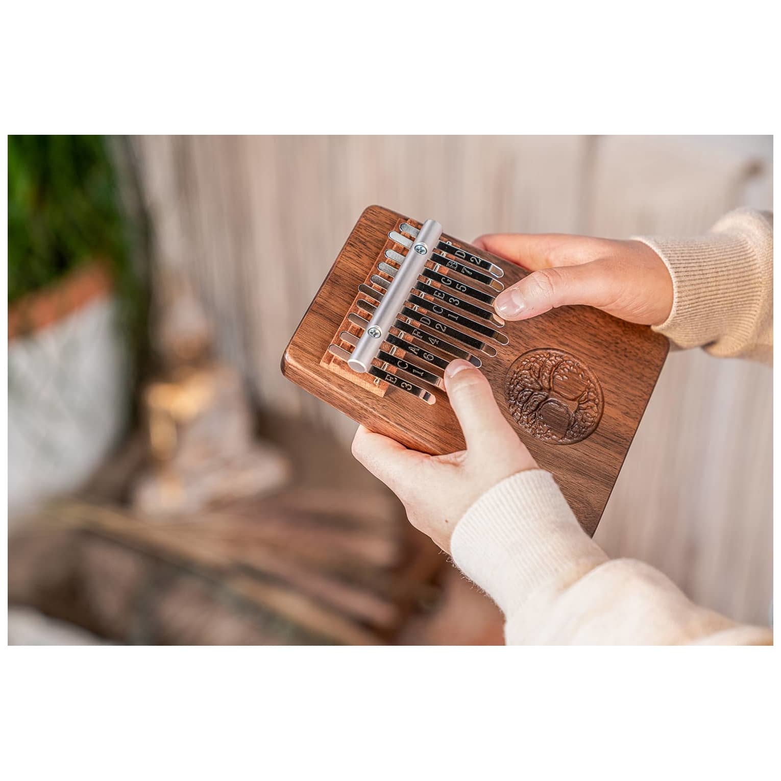 Meinl Sonic Energy - Meinl Sonic Energy KL1001TOL Solid Kalimba, 10 Töne, Baum des Lebens schwarzes Walnussholz - 8