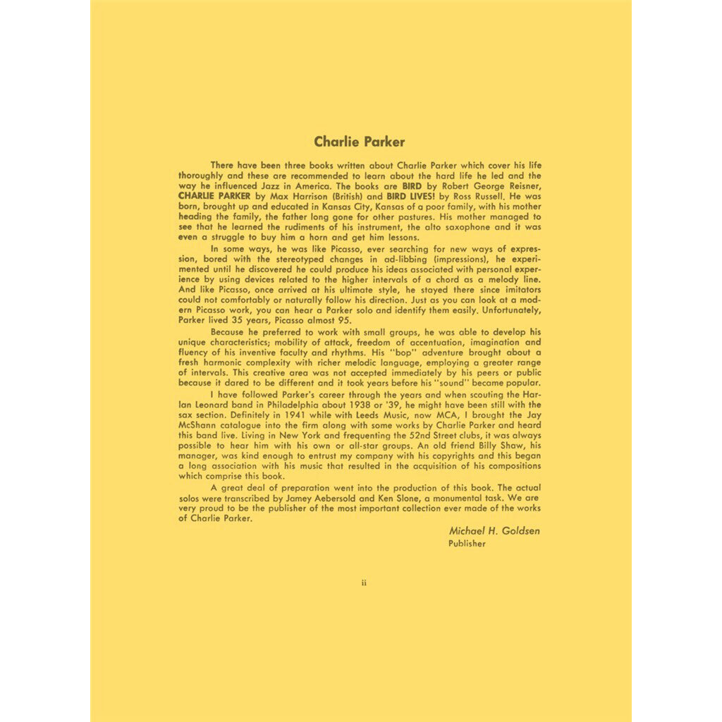 Hal Leonard Charlie Parker Omnibook Eb-Edition 1