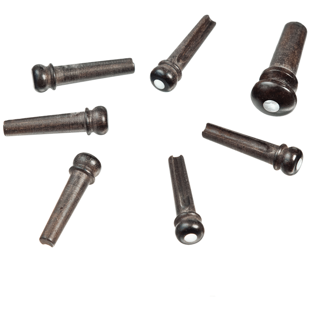 D’Addario PWPS3 Bridge-Pins mit Gurtknopf Satz aus Ebenholz mit Perlen-Inlay