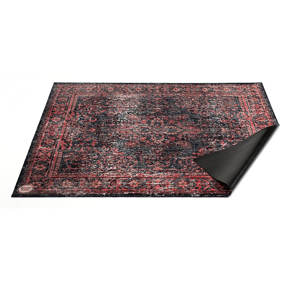 DRUMnBASE 185 x 160 cm Vintage Drum Mat Black Red 1