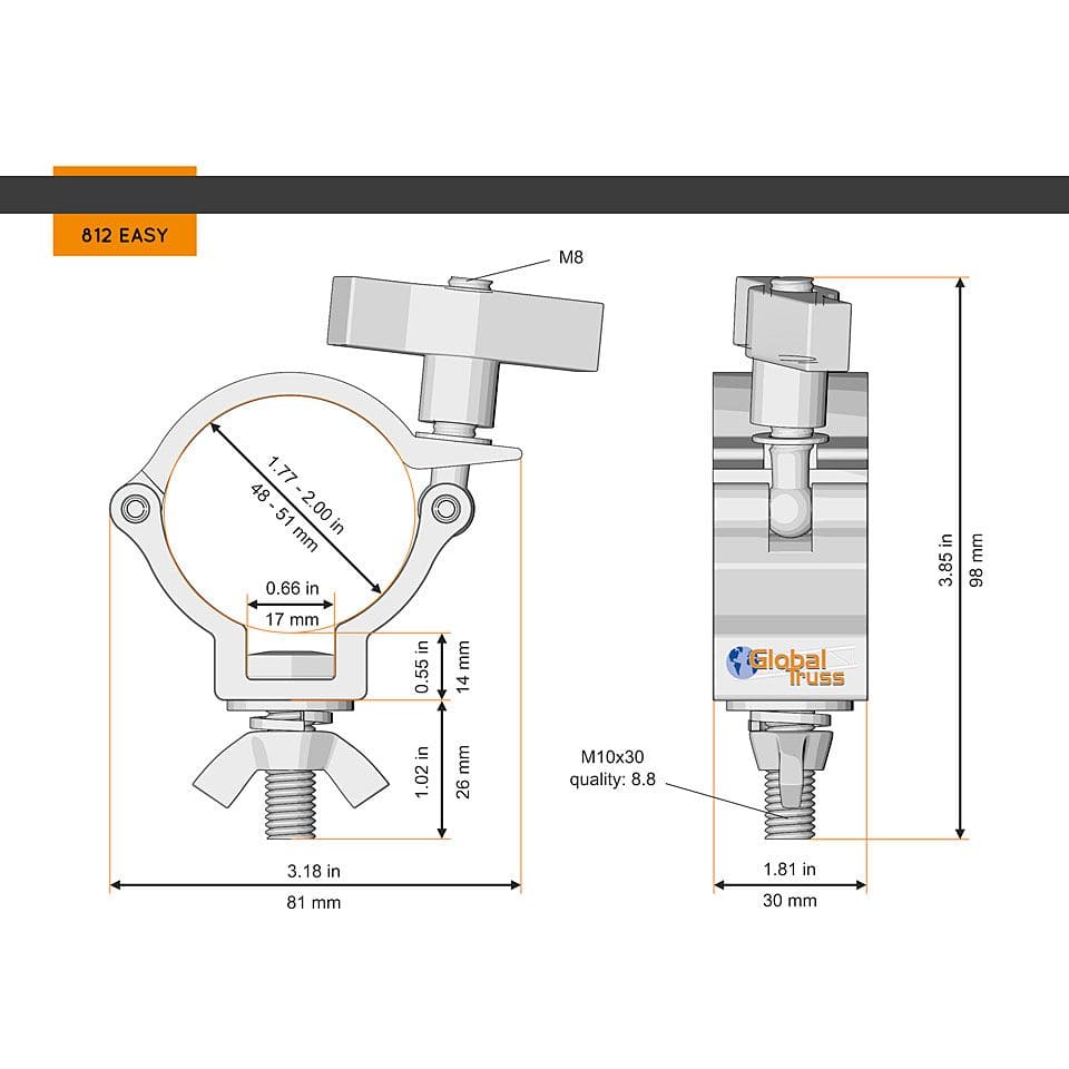 Global Truss Global Truss Half Coupler Small 48-51/30/75kg 1