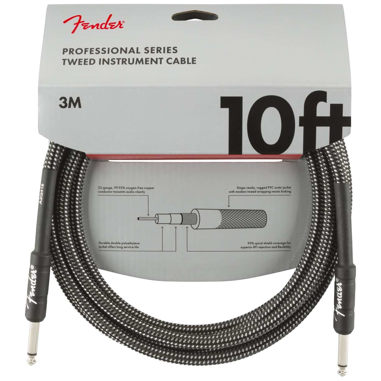 Fender - Fender Professional Series Instrumentenkabel - 3 Meter - Black Tweed