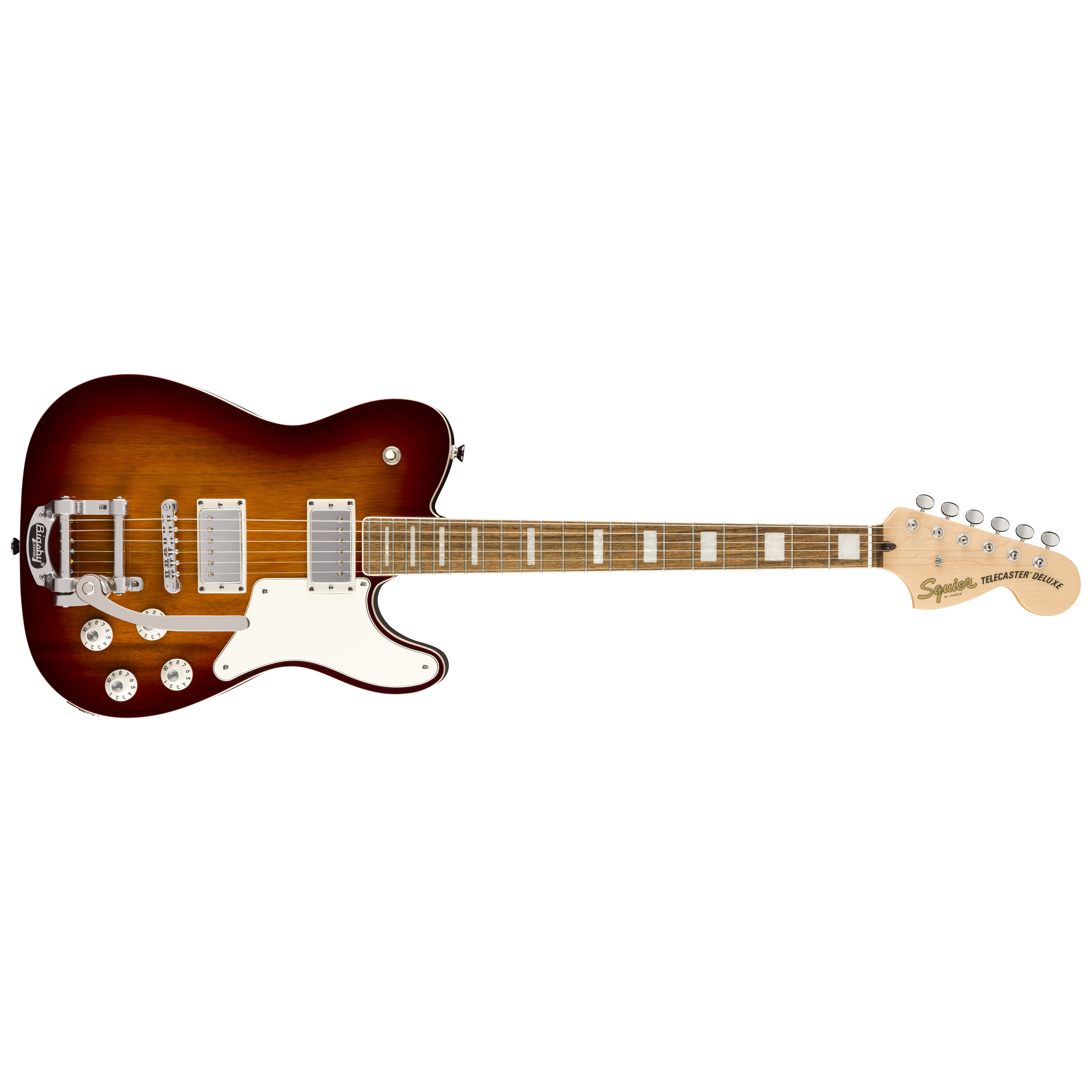 Squier by Fender Paranormal Troublemaker Telecaster DLX Bigsby LRL Parchment PG Honey Sunburst 1