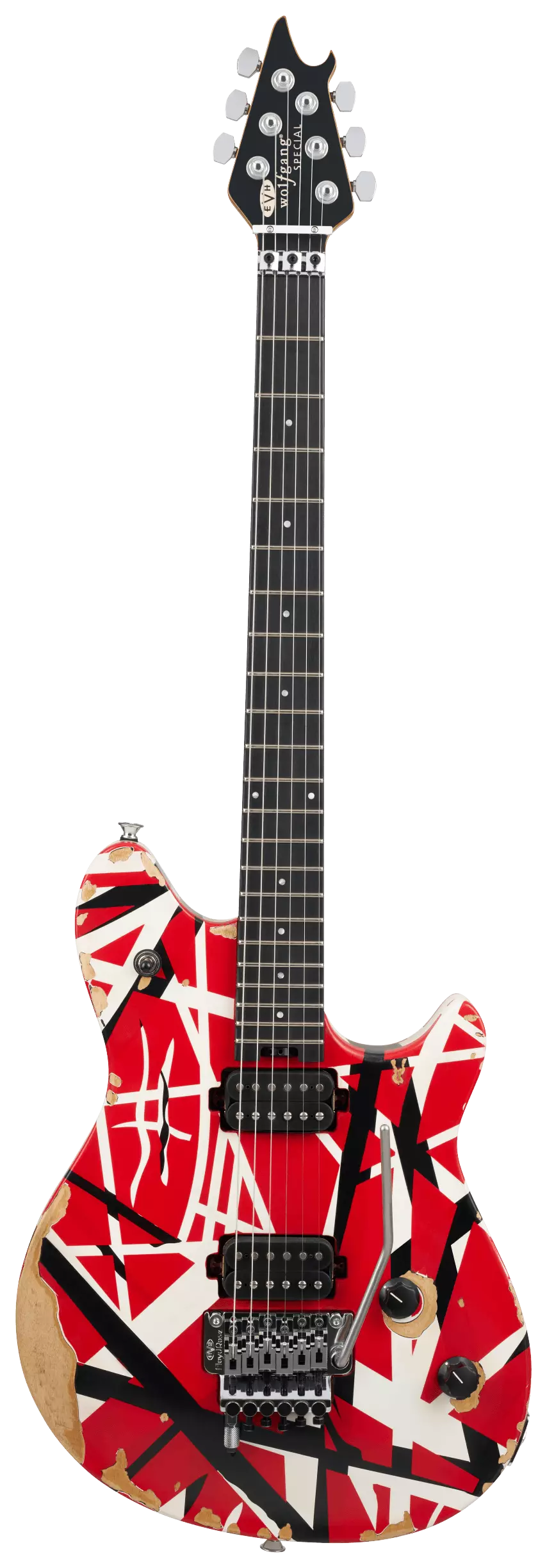 EVH LTD Wolfgang Special Striped Series EB Red Black and White Aged