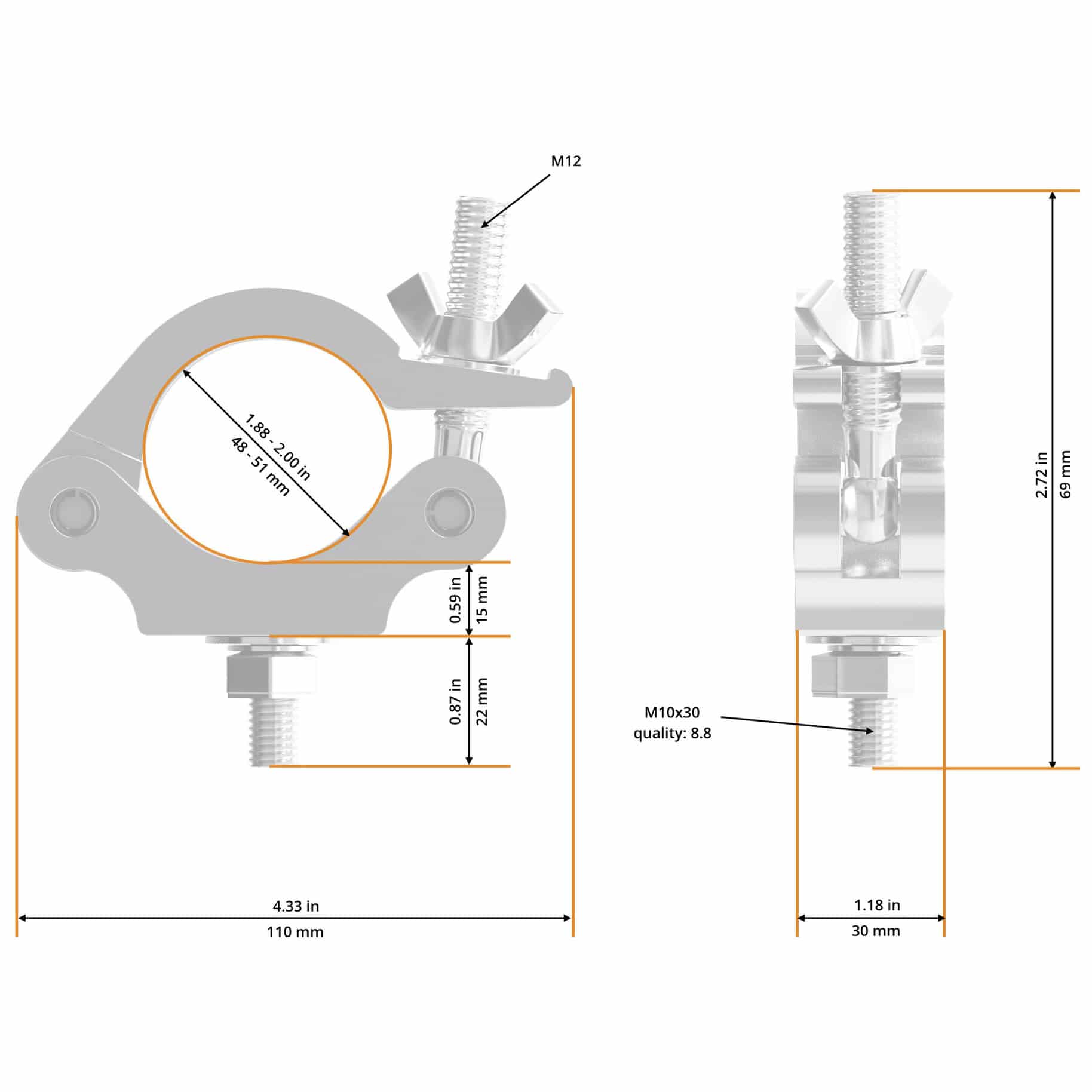 Global Truss Half Coupler Slim 48-51/30/300kg 1