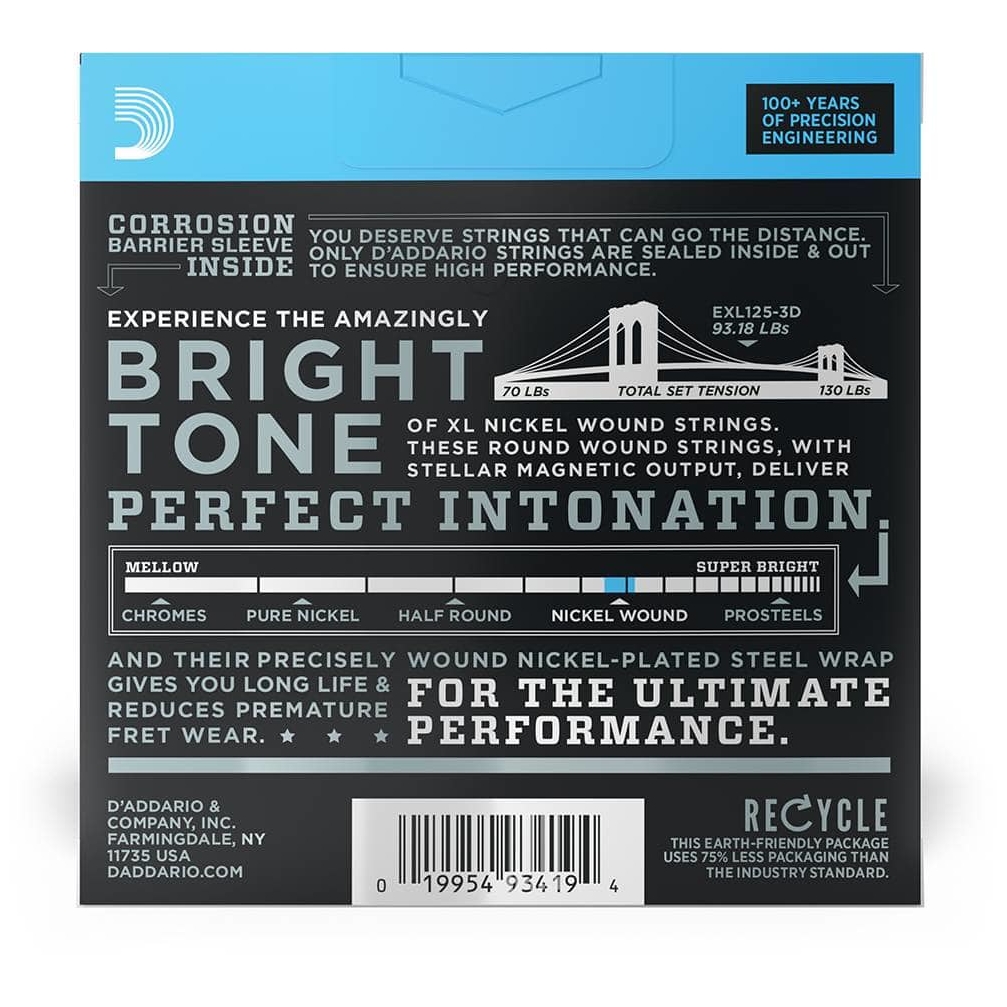 D’Addario - D’Addario EXL125-3D - XL Electric Nickel Wound 3er Pack 009-046 - 1