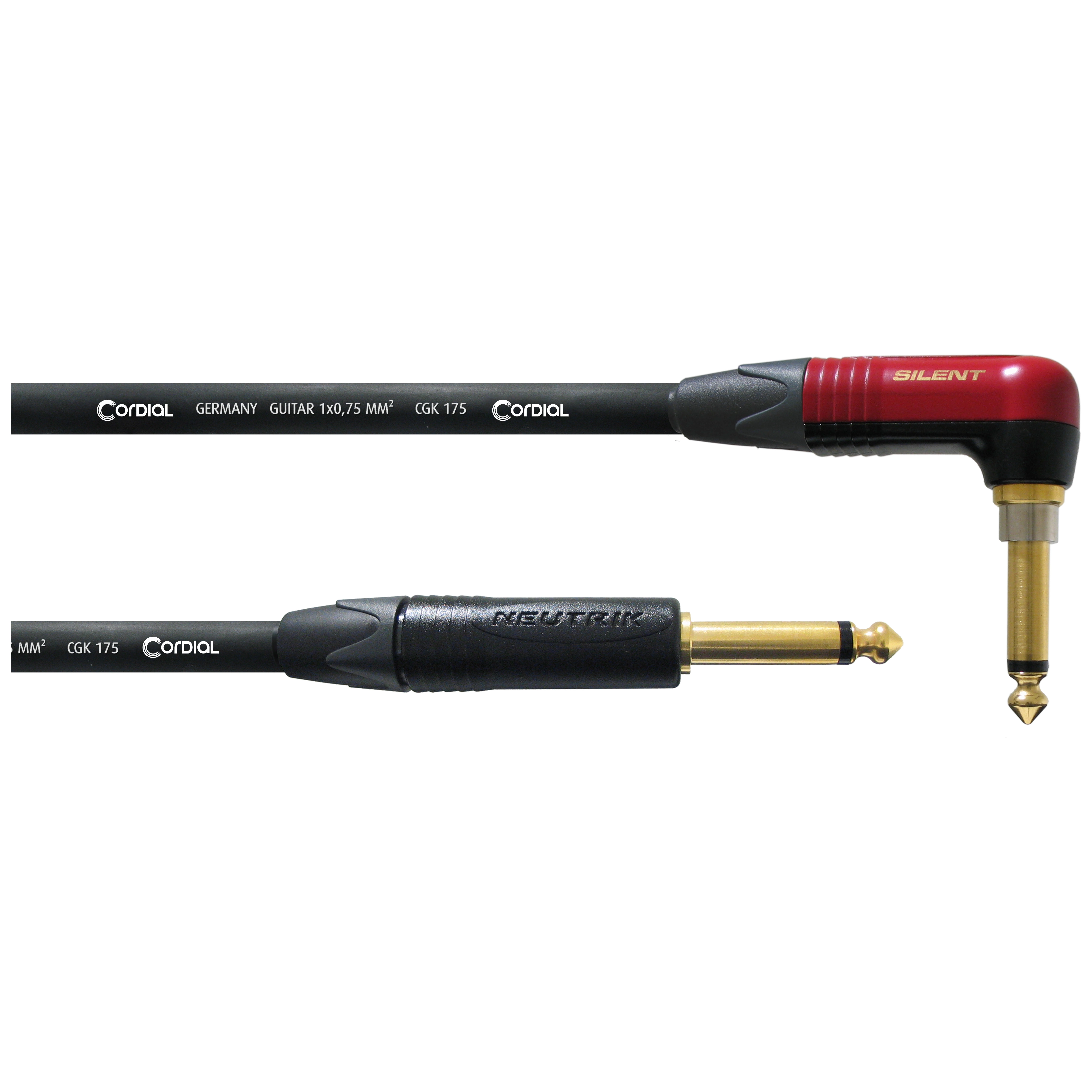 Cordial Instrumentenkabel CSI 6 RP-SILENT 6m NEUTRIK mono Klinke 6,3 mm Winkelklinke 6,3 mm 1