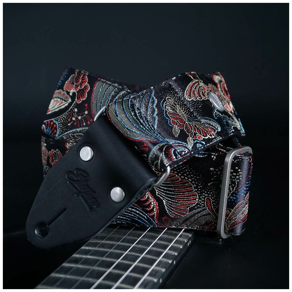 Steyner Straps Vintage Gitarrengurt - Eastern Nights silber- schwarz Vegan