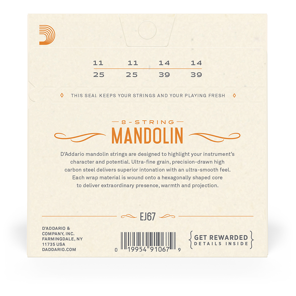 D’Addario EJ67 - Mandoline Nickel Plated Steel 011-039 10019541-1