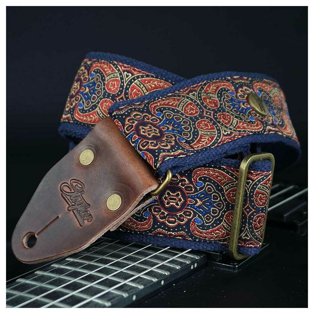 Steyner Straps Retro Gitarrengurt - Abendlicht blau-rot VEGAN 5
