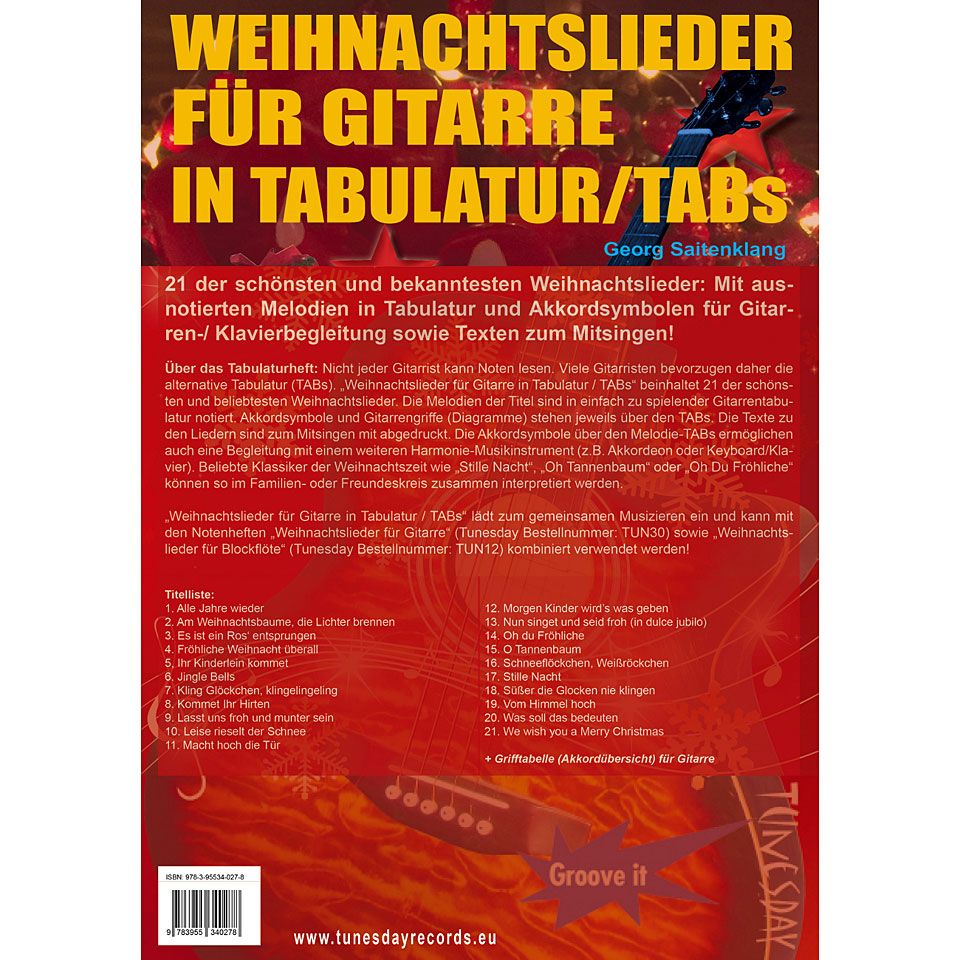  Weihnachtslieder für Gitarre in Tabulatur/TABs 1
