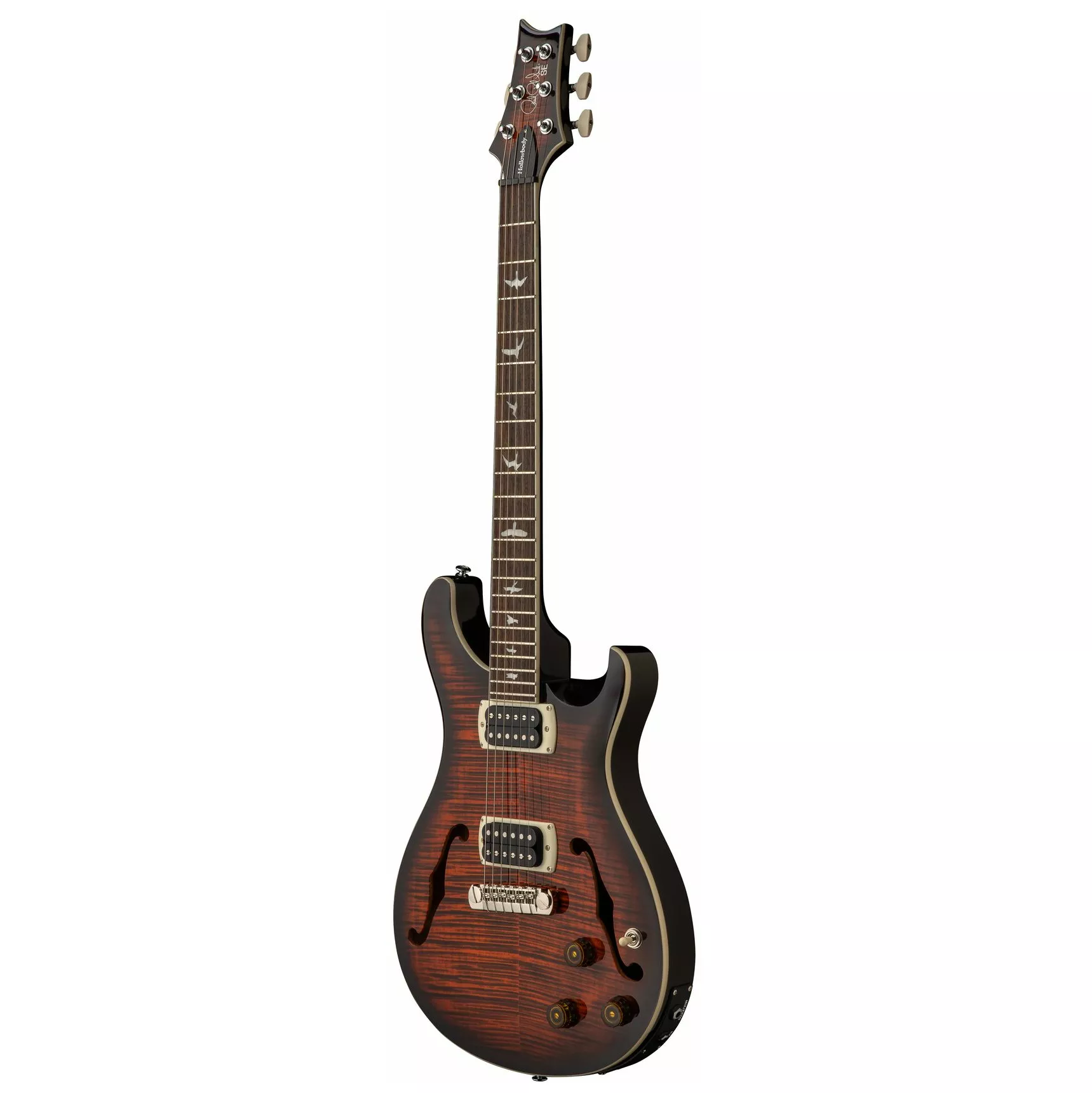 PRS SE Flat Back Hollowbody I Piezo Orange Tiger Smokeburst 3