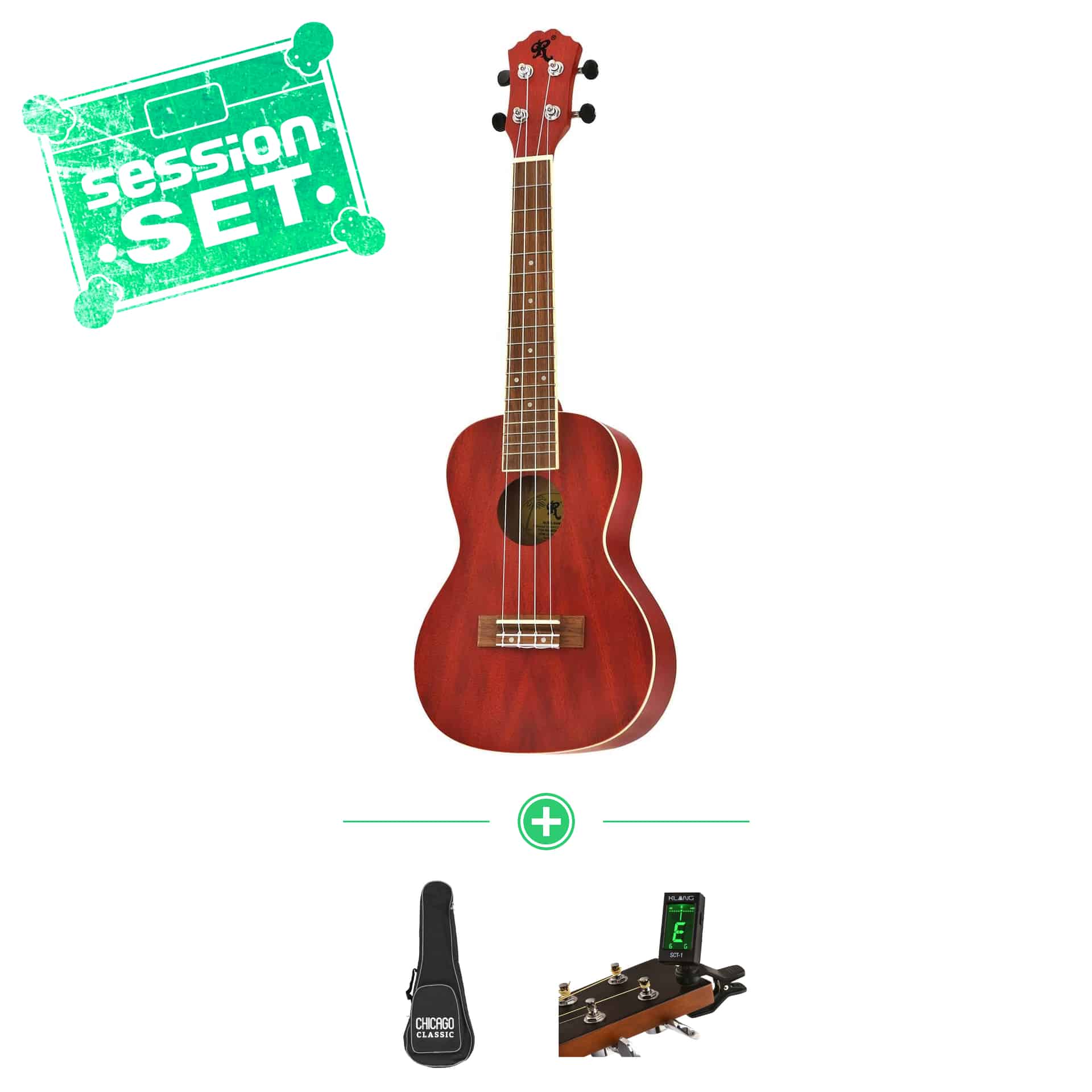 redwood concert ukulele candy cherry pop - session set - inkl bag clip-tuner 70000992-1