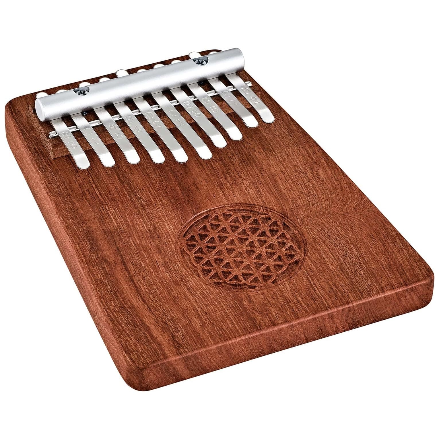 Meinl Sonic Energy - Meinl Sonic Energy KL1002FOL Solid Kalimba, 10 Töne, Blume des Lebens Sambesi-Mammutbaumho