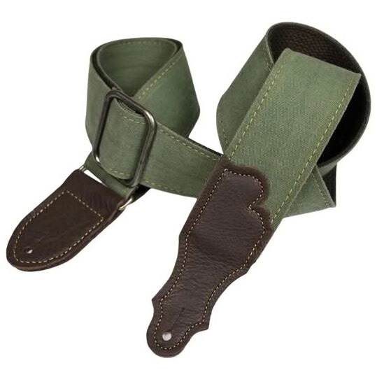  Olive Distressed Canvas/Chocolate Leather End 2"